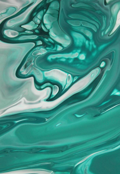 full frame shot of smeared turquoise paint for background - Photo, Image