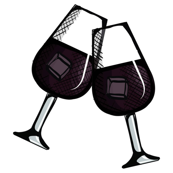 Tostadas con copas de vino
 - Vector, imagen