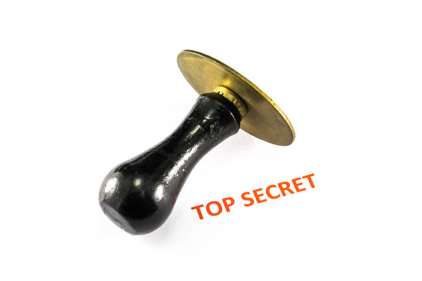 strumento da ufficio, timbro in metallo, top secret
  - Foto, immagini