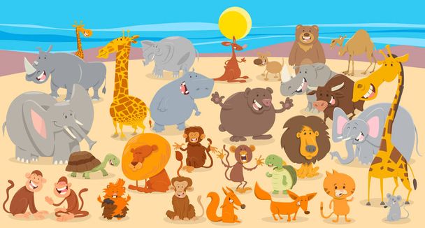dibujos animados animales personajes colección fondo
 - Vector, imagen
