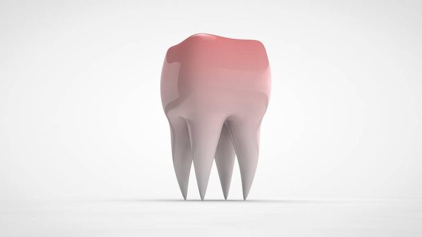 Ilustração 3D de um dente humano doente isolado em um fundo branco. O dente é vermelho, a ideia de doença, cuidados de saúde
. - Foto, Imagem