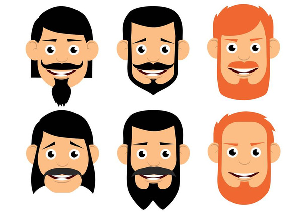 Набор мужских причесок с усами и бородой
. - Вектор,изображение