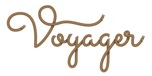 Kötél kézzel rajzolt betűk Voyager - Vektor, kép