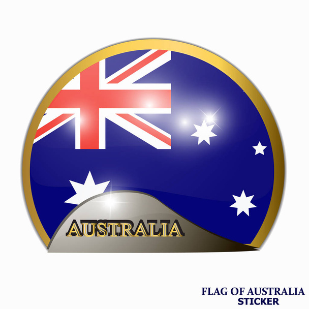 Яркий стикер с флагом Австралии. Счастливый день Австралии
. - Фото, изображение