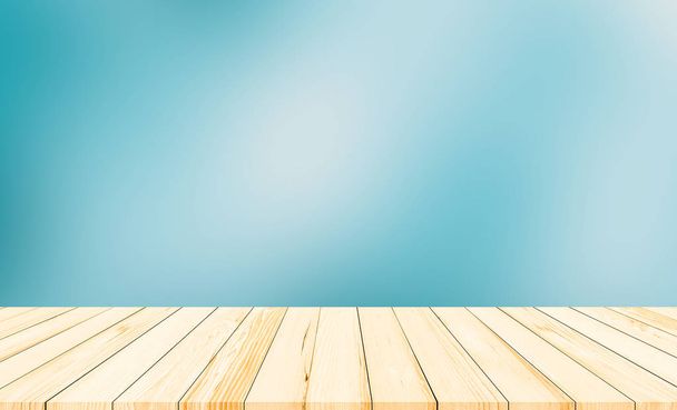 Wooden planks with blue background - 写真・画像