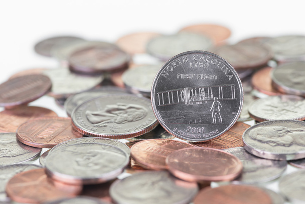 Північна Кароліна штату квартал з інші монети екстремальних крупним планом - Фото, зображення