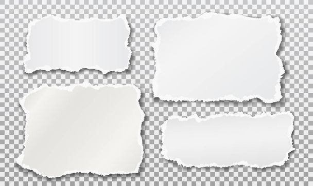 Набор порванной белой ноты, блокнотные бумажные полоски застряли на квадратном фоне. Векторная иллюстрация
 - Вектор,изображение
