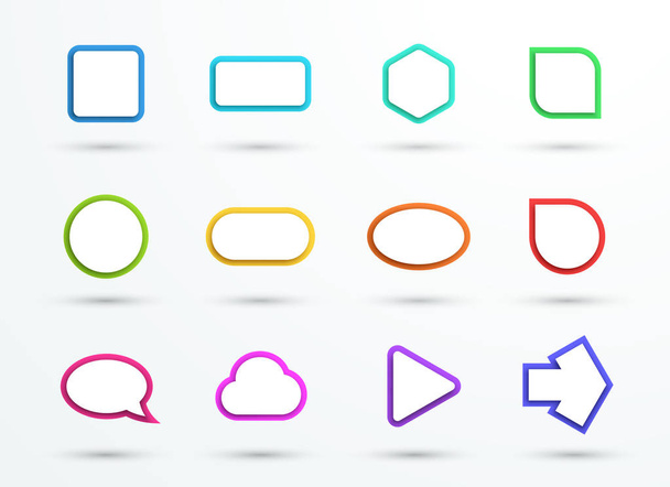 Vector 3d Color Text Box Frames Different Shapes Set of 12 - Vektör, Görsel