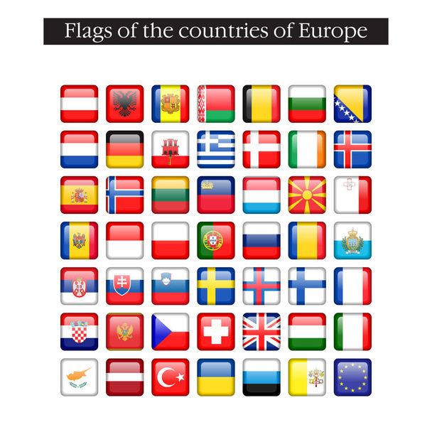 Un conjunto de banderas iconos cuadrados. Asia. 10 eps
 - Vector, Imagen