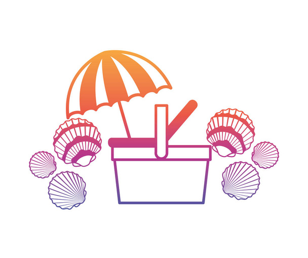 straw picnic basket on white background - Vettoriali, immagini