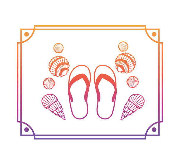 полосатые пляжные сандалии на белом фоне
 - Вектор,изображение