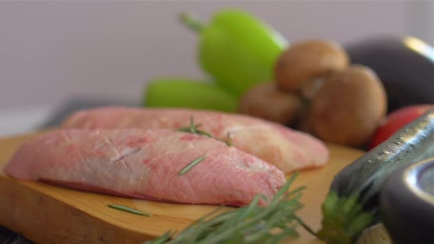Sprinkle duck breasts with fresh rosemary - 映像、動画