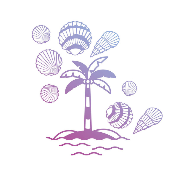 palm tree with coconut in white background - Vector, Image
