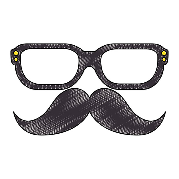 mustache and glasses hipster style - Vector, Image