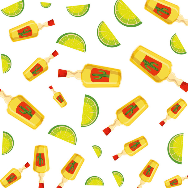 пляшки текіли і лимони фруктів візерунок
 - Вектор, зображення