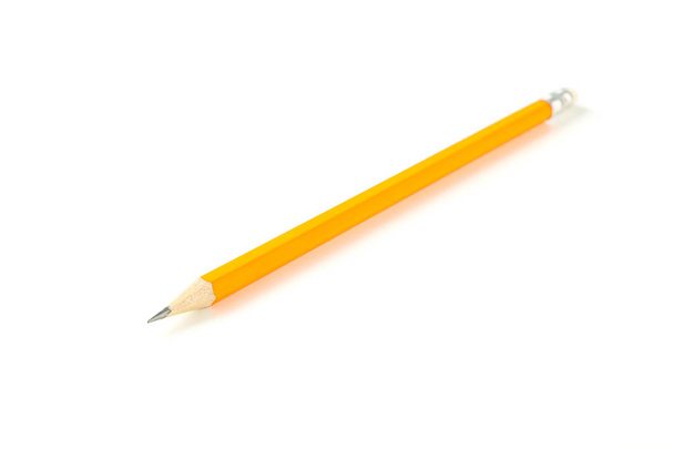 Ceruza elszigetelt fehér háttér, closeup. Levélpapír - Fotó, kép