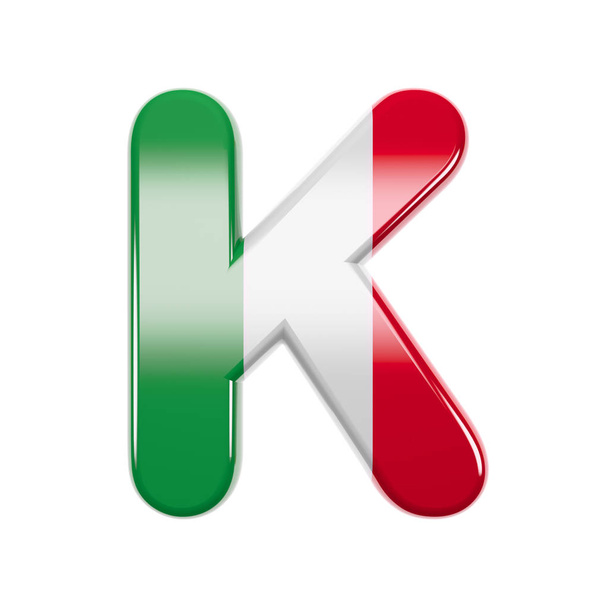 Ιταλική γραμματοσειρά K - Capital 3d Italy flag - κατάλληλη για θέματα σχετικά με την Ιταλία, την Ευρώπη ή τη Ρώμη - Φωτογραφία, εικόνα