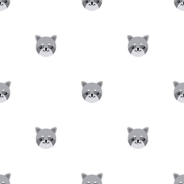 Seamless pattern with cute raccoon. Vector illustration for design, web, wrapping paper, fabric, wallpaper. - Vettoriali, immagini