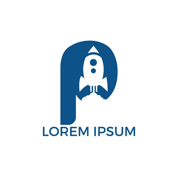Logo-návrh loga Logo dopisu P s raketovým spuštěním uvnitř. - Vektor, obrázek