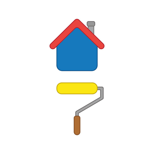 Векторна іконка концепції роликового фарбування будинку пензлем
.  - Вектор, зображення