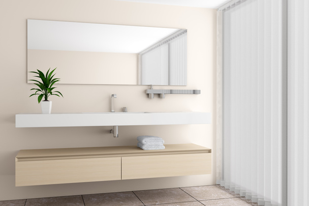 Moderni kylpyhuone beige seinä
 - Valokuva, kuva