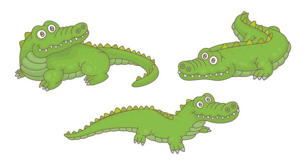 Készlet krokodilok. izolált fehér háttér - Vektor, kép