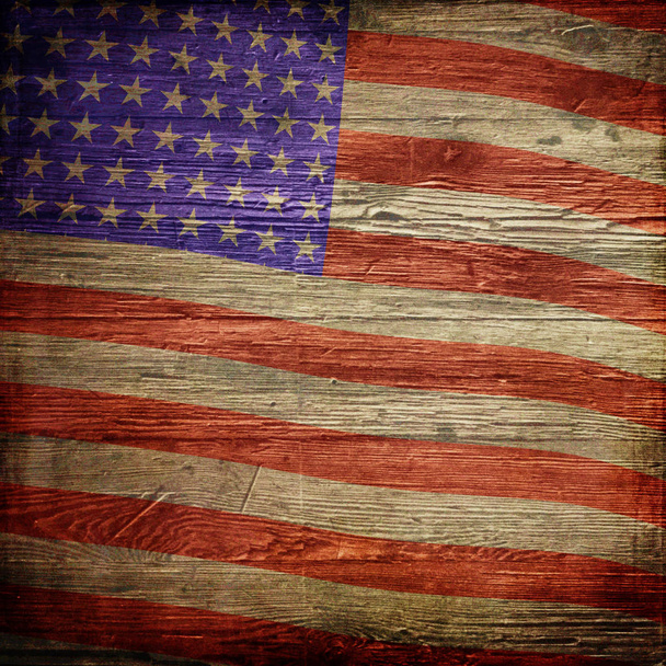 4e juli Independence Day achtergrond met Amerikaanse vlag op grung - Foto, afbeelding