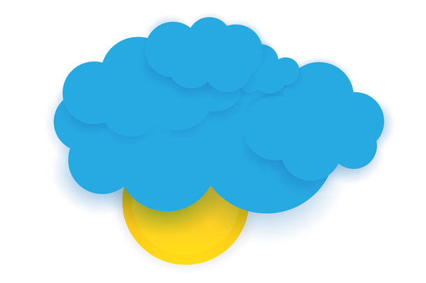 Zon en wolken in papier gesneden stijl - Vector, afbeelding