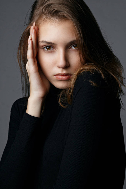 Test shooting for glorious young model with natural makeup weari - Photo, Image