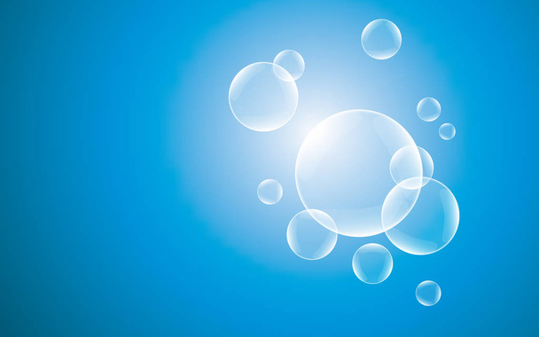 Burbuja de aguamarina en el agua azul profundo bajo el mar. Resumen y N
 - Vector, imagen