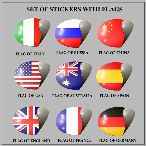Conjunto de adesivos com bandeiras. Ilustração
. - Foto, Imagem