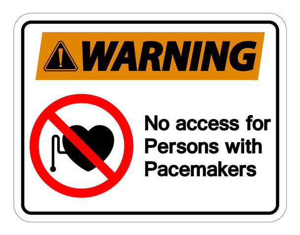  Avertissement Aucun accès pour les personnes avec signe de symbole de pacemaker isoler sur fond blanc, Illustration vectorielle
 - Vecteur, image