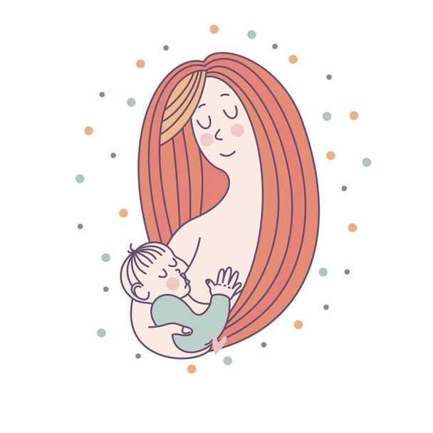 Vector illustration for international breastfeeding week. The ba - Vector, Image