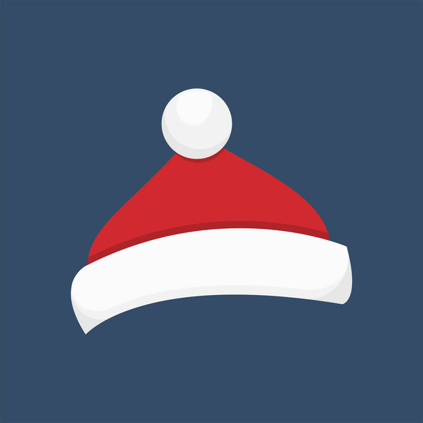 Santa Claus klobouk na tmavém modrém pozadí, vektorový obrázek - Vektor, obrázek