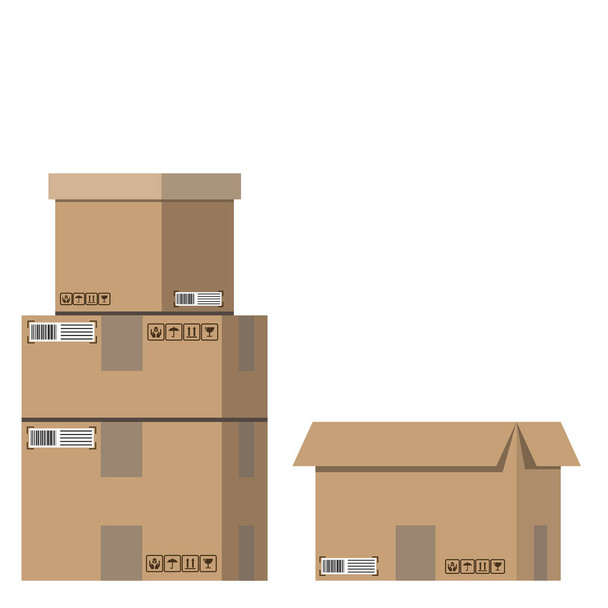Вантаж. Картонні контейнери коробки, Векторні ілюстрації
 - Вектор, зображення