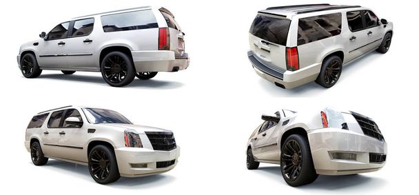 Definir grande SUV premium branco em um fundo branco. Renderização 3d
. - Foto, Imagem