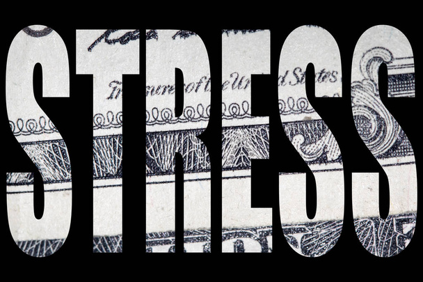 Stressz felirata a dollár bankjegy textúra belül - Fotó, kép