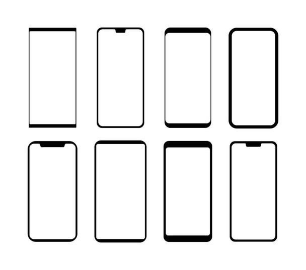 Smartphone icon set silhouette vector - Вектор, зображення