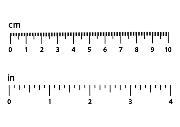 Centímetros y pulgadas. Escala negra con números para gobernantes. Diferentes unidades de medida. Ilustración vectorial
 - Vector, Imagen