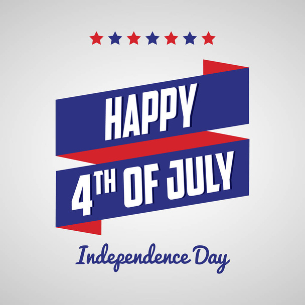 Buon 4 luglio, giorno dell'indipendenza, con nastri e stelle. Pronto all'uso in volantini, manifesti, social media e decorazioni
. - Vettoriali, immagini