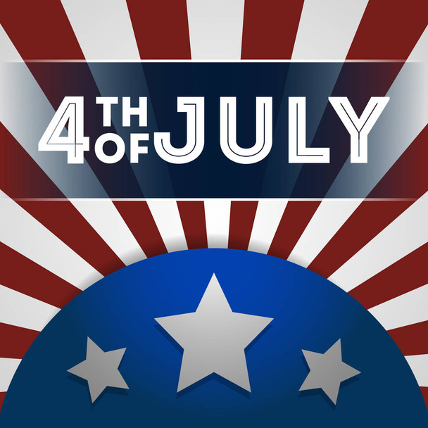 4 de Julho com listras vermelhas e brancas e estrelas brancas. Dia da independência dos Estados Unidos. Pronto para usar em folhetos, cartazes, mídias sociais e decorações
. - Vetor, Imagem