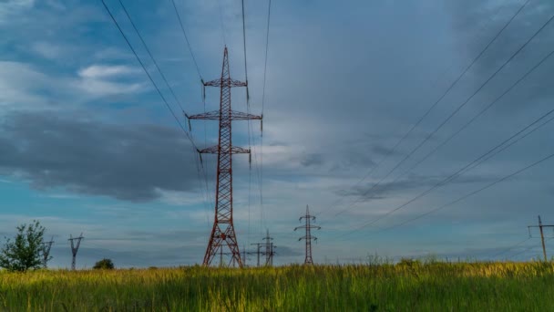 Electricity pylons and clouds - Footage, Video