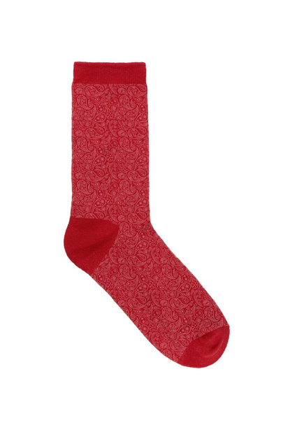 Λαχούρι μοτίβο μοντέρνα κόκκινο ενιαίο βαμβάκι κάλτσα απομονωθεί σε λευκό φόντο - Φωτογραφία, εικόνα