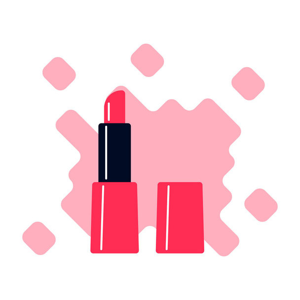 Lipstick lip with a cap. Smears in the background. Flat style. - Vector, Image