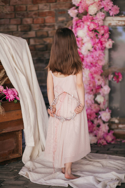 Cute Little Girl in beautiful dress, Happy Childhood Concept - Valokuva, kuva