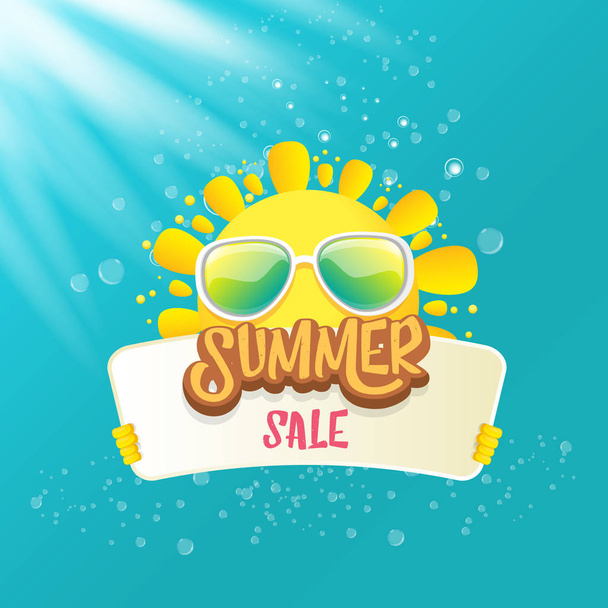 vector summer happy sun holding sale offer sign - Vector, afbeelding