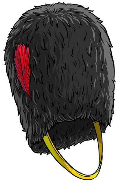 Cartoon black british bearskin tall fur cap - Vector, Image