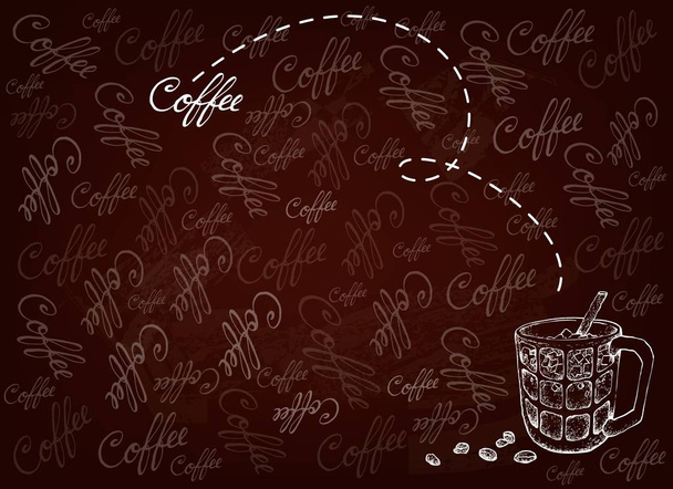 アイスコーヒーと紅茶の手描きの背景 - ベクター画像