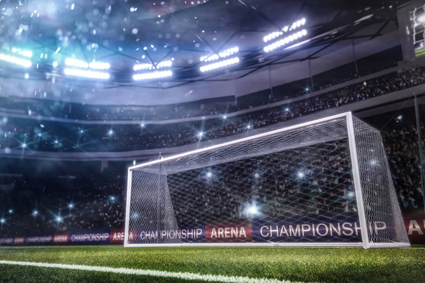 football goal with people on background 3d rendering - Photo, Image