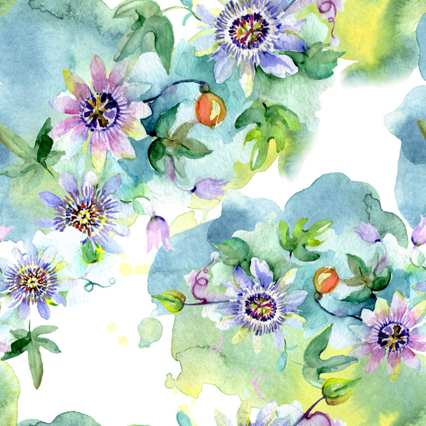 Blumenstrauß botanische Blumen. Aquarell Hintergrundillustration Set. nahtloses Hintergrundmuster. - Foto, Bild